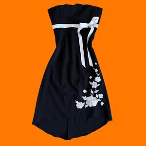 00's vintage strapless tube top y2k asymmetrical dress SMALL lipstick